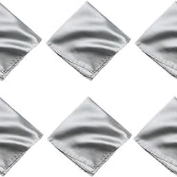 Satin Pocket Square for Men, Wedding Handkerchief for Suits, Blazers & Tuxedo, Men's Pocket Square Combo (Pack of 6) (Silver)-image-31