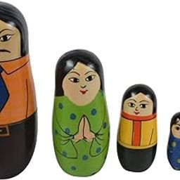 CHANNAPATNA TOYS Wooden Family Russian Nesting Dolls Set for Kids (2 Years+) - 6 Inch Multicolor - Set of 5 pcs - Improves Hand Eye Coordination and Fine Motor Skills-12