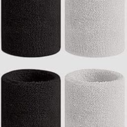 Play2Fit 4 Wristband (2 Pair) Soft Sweatband for All Sport, Stretchable, Sweat Absorbent Supports Wrist Made in India (whitenblack, 3 Inch)-image-45