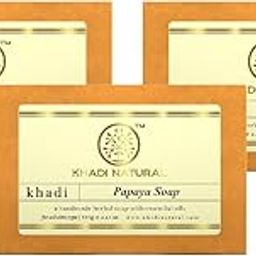 Khadi Natural Papaya Handmade Soap| Herbal Soap for tan removal| Handmade bathing soap| Suitable for all skin types|Pack of 3 (125gm*3) (375gm)-24