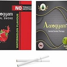 Aarogyam Herbals Pack of 2 Flavours 100% Tobacco & Nicotine Free Cigarette for Relieve Stress & Mood Enhance Product (DOUBLE APPLE - WATERMELON) - 10 Sticks x 2 Packets-image-34