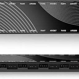 ARGB and PWM Fan HUB, ARGB Fan HUB 12V 4Pin PWM & 5V 3Pin ARGB with SATA Power 2-in-1 ARGB Fan PSU SATA Power Input, 8 Port for Fans and Support 8 Computer ARGB PWM PC Fans-1