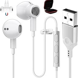 ASKUBSKU USB Headphones with Microphone for PC 7.5 Ft Cable, USB A Headset for Computer, Wired USB Earbuds with Mute Stereo Noise Canceling Call Cord Earphones for Laptop, White-12