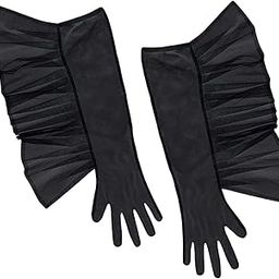 THE STYLE SUTRA Fashion Lace Ruffle Long Gloves Girls Arm Covers Dress Up Womens Gloves Black-image-62