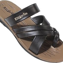 MGF Pride Leather Strappy Sandals, Black, Casual Comfort Slipper Sandal-image-51