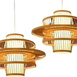 Handwoven Bamboo Lamp Shade Pendant Light Cover for Bedroom Teahouse Kitchen-image-59