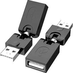 PANPEO 2 Pack USB 90 Degree Adapter, Rotating and Swivel Twist USB 2.0 Type A Male to Type A Female 360 Degre Rotation Adjustable Right Angle Extension Adapter Convertor (Black, AM-FM)-image-10