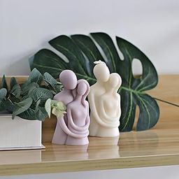 atorakushon Soy Wax Romantic Couple Candle 2 Piece Ivory&Lavender showpiece Candle Hand Poured Love Soy Candle Home Decor Valentine Anniversary Unique Gift-image-14