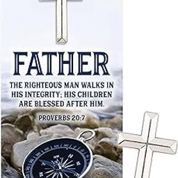 Cross Lapel Pin with Prayer Card, Religious Father’s Gift, 1 Inch Emblem for Catholic Men, 4 by 2 Inch Devotional, Small, Zinc, no gemstone-31