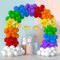 Party Propz Cardstock Rainbow Theme Birthday Balloons-Pack Of 73 Birthday Decoration Items|Multicolor Balloon Decoration For Birthday|Birthday Decoration Items For Kids|Rainbow Balloons For Birthday-14
