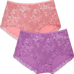 Women Girls Full Coverage Lace Hipster Panty Underwear Briefs Pack of 2-image-47