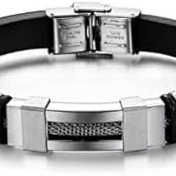 Bracelets for Men and Boys Black Leather Bracelet for Men Magnetic-Clasp Genuine Leather Braided Wrap Bracelets for Men | Stylish Silver Stainless Steel Birthday Gift Anniversary Husband -304-image-24