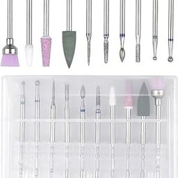 RUBYFACE Nail Drill Bits Set Cuticle Tools, Electric Nail Drill Bits Kit 3/32",Nail Drill Machine for Nail Bits, Nail Polishing Clear and Care (SILVER, 10- PCS)-22