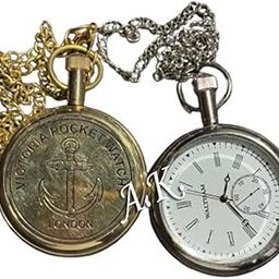 Nautical Antique Brass Pocket Watch with Chain Maritime Vintage Pocket Watch Gift-image-42