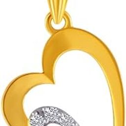 14KT Yellow Gold and American Diamond Pendant for Women - 1.23 Grams-image-46