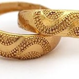 Golden Non Precious Metal Round Strip with Leaf Pattern Toe Ring for Women-image-63