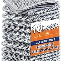 Denish Non-Scratching Square Shape Juna, Reusable Scrub for Kitchen and Household Use, Dishwasher Safe – Chorme/Silver Colors (Pack of 10)-image-94