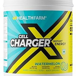 HealthFarm Cell Charger Instant Energy Drink Powder, Blueberry Flavour, with BCAAs and Glutamine (1Kg, WATERMELON)-13
