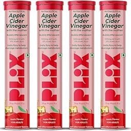 THE PLANT FIX Apple Cider Vinegar Effervescent Tablet with mother | Supports Metabolism & Appetite Control I With 500mg ACV, Vit B6 & B12 I No Maltodextrin, No Added Sugar I Pack of 4 (60 tablets)-48