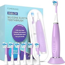 FUMEIKANG Kids Electric Toothbrushes Sonic Tooth Brush for Boys and Grils Power Toothbrush 3 4 5 6 7 8 9 10 11 12 (Purple)-picture-3