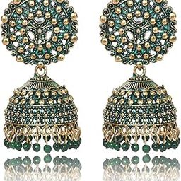 Ethnic Oxidised Jhumka for Women and Girls Wedding, Party Festival Wear Alloy Jhumki Earring (Red, Blue, Pink, Copper)-image-98