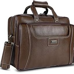 Genuine Leather Office Bag for Men, Stylish 15.6 Inch Laptop Bag for Men for Office, Travel, Daily Use, Adjustable Strap and Multiple Compartments, 1 Year Warranty - Brushwood-picture-22
