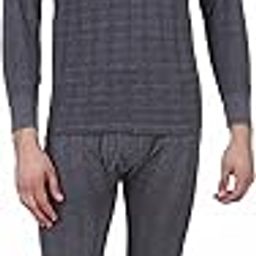 Men's Quilted Thermal Set : Round Neck Top + Trouser (Dark Grey)/ Body Warmer/Cosy Winter Innerwear-picture-35