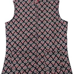 Women's Black Printed Cotton Quilted Reversible Sleeveless Jacket-image-46