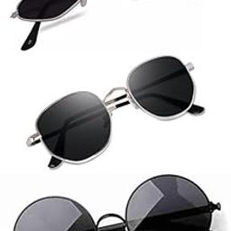 Unisex Combo offer pack of 3 shades glasses Square Sunglasses Rectangle Retro Vintage Narrow Women::Men Small Narrow Square Sun Glasses Combo offer pack of 3 MC-141-image-8