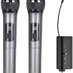 Duel Professional UHF Wireless Microphone with Portable Mini Receiver, Karaoke Handheld mic System 6.35mm Jack, 50-60 Feet Range for House Parties, Karaoke Singing (Dual Cordless)-1