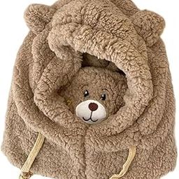3 in 1 Hooded Scarf Warm Winter Hat Scarf Face Mask Cute for Kids Adults Khaki Clothing Shoes & Accessories | Womens Accessories | Scarves & Wraps-image-96