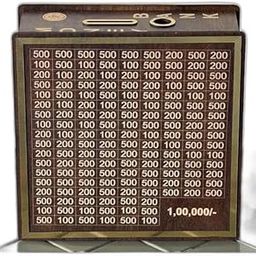 Money Saving Box with Grid Pattern, 100-500 Denomination Counter, Brown and Beige Capacity (Wood,MB02) (Wood1)-11