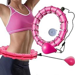 Rexmon Weighted Hula Hoop for Adults Weight Loss Infinity Hoop Plus Size 24 Detachable Knots 2 in 1 Abdomen Fitness Massage Smart Hula Hoops Fit Suitable for Women Exercise and Beginners Pink-image-75