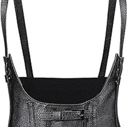 Ubervia Women's Black Faux Leather Corset Belt with Straps, Adjustable Steampunk Underbust Corset Waist Belt, Size M-image-70