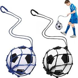 TOBWOLF 2PCS Football Kick Trainer Soccer Ball Net Kicker, Fits Ball Size 3, 4, 5, Solo Soccer Kick Practice Training Aid Soccer Return Trainer Net Football Trainer Juggling Net for Youth Adults-image-1