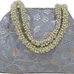 Royal Embroidery Silk Potli Bags for Women Evening Bag Clutch Ethnic Bride Purse With Pearl Handle For Weddings & Special Occasion-image-22