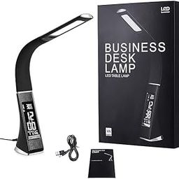 Scaroal Portable Business Desk Light - Eye-Caring Table Lamp Office Study Desk Table with Children Eye Protection Switch Calendar Thermometer Time & Alarm Clock, Touch Control USB Touch Switch-18
