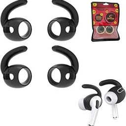 Crysendo Earbuds Cover + Ear Tips Compatible with Air-Pods Pro | [Does Not Fit in Case] Anti-Slip Soft Silicone Eartips Caps Compatible with Air-Pods Pro Accessories 2 Pairs (with Hook, Black)-picture-8