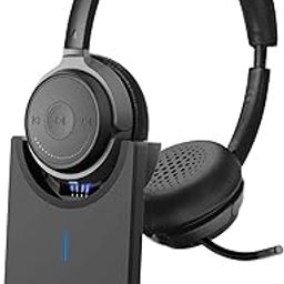 Avantree Alto Clair aptX HD Bluetooth 5.0 Headset with Microphone, Mute Function, Clear Talking, Hi-Fi Music, Low Latency, Wireless Headphones with Charging Base for Computer, PC, Laptop, Skype, TV-image-6
