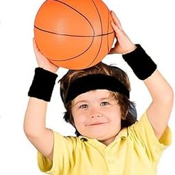 PLAY2FIT Kids Sweatbands Toddler Headband Wristband Set - Athletic Polycotton Sweat Band for Kids Youth Baby (1 Headband + 2 Wristbands) (Black)-image-81