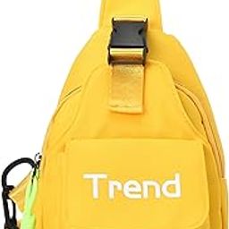 Kids Shoulder Bag - Compact and Stylish Children Sling Bag, Coin Purse Waist Backpack with Crossbody Shoulder Bag Design, Sling Bag Daypack Travling & Hiking Chest Bag-(YellowTrend)-image-98