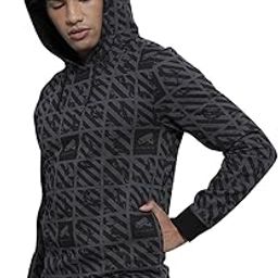 the indian garage co Men Regular Fit Abstract Overhead Hooded Sweatshirt-picture-20