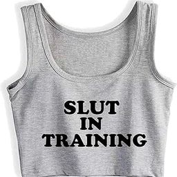 Slut in Training Woman Crop Top Cotton Sleeveless Tank Top Vest-image-56