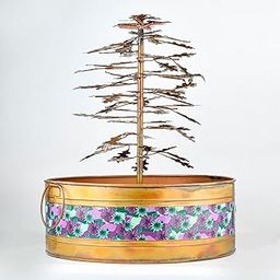 Aqua Water Fountains Handcrafted Metal Plant & Tree Showpiece Set with Designer Pots – Decorative Flower & Pine Tree Sculptures for Home & Office – Unique Indoor Outdoor Metal Art Decor (Golden Pine)-image-15