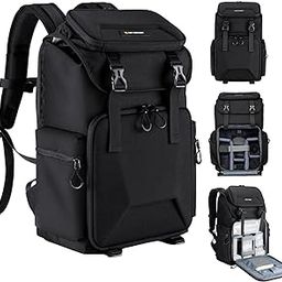 K&F Concept Camera Backpack, Hard Shell Camera Bag, Large Capacity Photography Backpack with 15.6" Laptop Compartment & Tripod Holder & Rain Cover, Bags for DSLR SLR Cameras and Accessories-0