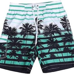 Men Fast Dry Beach Shorts Palm Tree Casual Surfing Swimming Trunks with Pockets - Size-image-66