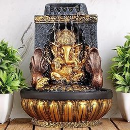 Global Grabbers Polyresin Table Top Indoor Outdoor Water Fall Fountain with LED Lights Home Decor Decoration Gift Gifting Items-GOL_GRY-SF41-(0)-image-11