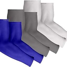 High Performance Arm Sleeves for Athletic Arm Sleeves Perfect for Cricket, Bike Riding,Cycling & Outdoor Activitiess With Dark Blue,Grey And White Color - 3 Pairs-0
