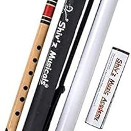 Shiv'z Muzic Flute, C Natural Premium Fipple/Straight Bansuri 18 Inch with Written Manual & Bag-picture-2