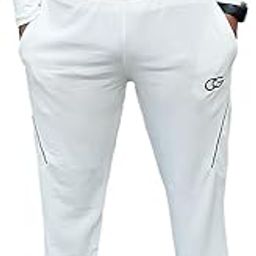 Regular Fit Mid Rise Cricket Track Pants For Men (White) (XL)-image-1